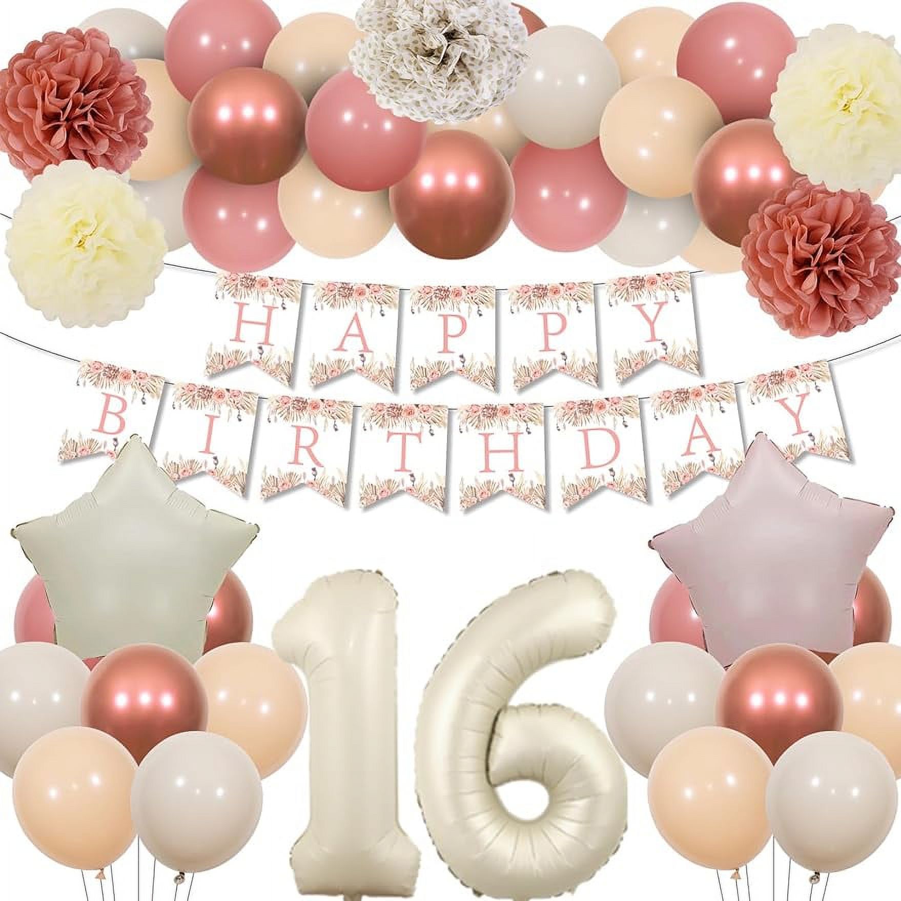 25th Birthday Decorations Kit - Includes Foil Number 25, Banner, Balloons, Pom Poms, Confetti