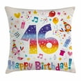 thumbnail image 1 of 16th Birthday Decorations Throw Pillow Cushion Cover, Cute Teen Celebration Motif Hearts Balloon Bird Box Stars Design, Decorative Square Accent Pillow Case, 20 X 20 Inches, Multicolor, by Ambesonne, 1 of 2