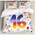 thumbnail image 1 of 16th Birthday Duvet Cover Set Queen Size, Cute Sweet Teenage Celebration Motif Hearts Balloon Bird Box Stars Design, Decorative 3 Piece Bedding Set with 2 Pillow Shams, Multicolor, by Ambesonne, 1 of 3