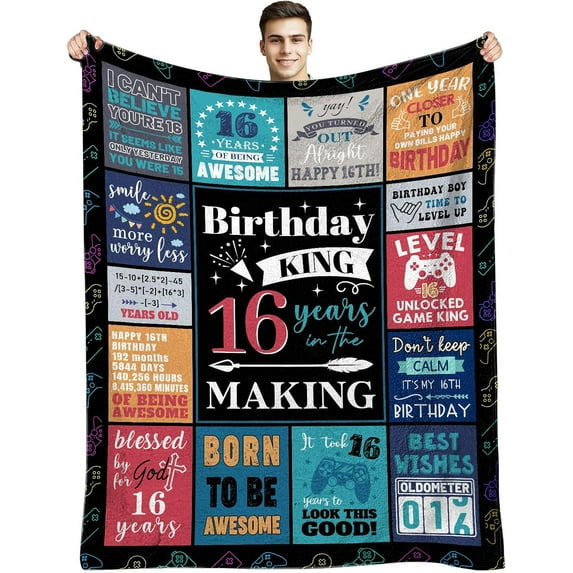 16th Birthday Gifts for Boys, Birthday Gifts for 16 Year Old Boy, 16 Year Old Boy Birthday Gift Ideas, 16 Year Old Boy Gifts, 16th Birthday Decorations Blanket for Boys