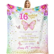 16th Birthday Gifts for Girls, Best Sweet 16 Gifts for Girls, 16 Year Old Girl Gift Ideas, Cool Present for 16 Year Old Girl, Happy Sweet Sixteen Birthday Party Decorations Throw Blanket 50"X60"