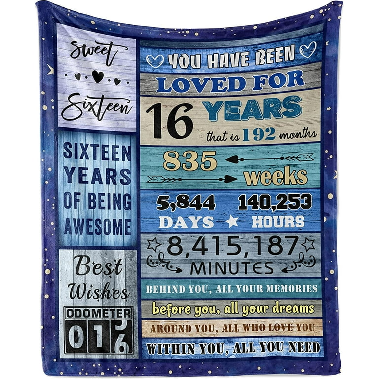 16th Birthday Gifts for Girls Boys, Sweet 16 Gifts for Girls Blanket  60X50, 16 Birthday Gift Ideas Blanket, Gifts for 16 Year Old Girl, 16th  Bday Decor Birthday Decorations Blankets for Girls
