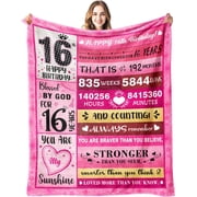 16th Birthday Gifts for Girls - Sweet 16 Gifts for Girl - 16 Birthday Decorations for Girls - Sixteen YR Bday Gift for Girl Daughter Granddaughter Niece Sister Ideas Blanket