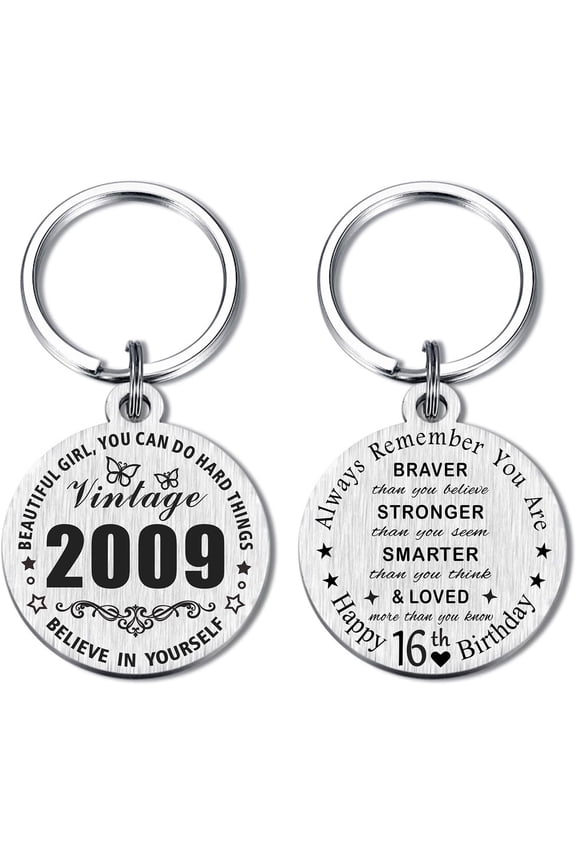 16th Birthday Gifts for - 2009 Keychain for 16 Years Old Birthday for Women Men, Happy 16th Bday Present