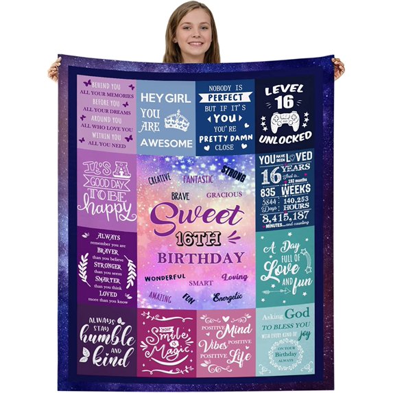 16th Birthday Gifts for Girls, Sweet 16 Gifts for Girls, Gifts for 16 Year Old Girl, 16th Birthday Gift Ideas for Couch Sofa Bedroom Decor 50*60in