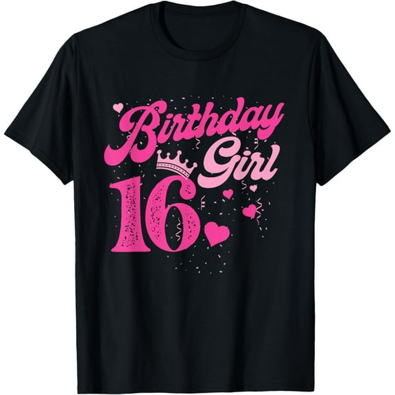 16th Birthday Girl Crown 16 Years Old Bday T-Shirtmen and women can wear, black, white, gifts.S,M,L,XL,2XL,3XL,18XL