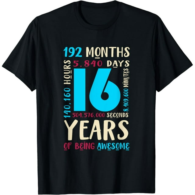 16th Birthday Shirt Kids Gift 16 Year Old Boys Girls Sixteen TShirt