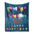 thumbnail image 1 of 16th Birthday Soft Flannel Fleece Throw Blanket, 16 Theme Teenage Design Party Balloons Celebration Image, Cozy Plush for Indoor and Outdoor Use, 50" x 60", Multicolor, by Ambesonne, 1 of 6