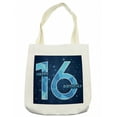 thumbnail image 1 of 16th Birthday Tote Bag, Greeting Joyful Cheerful Age Party Celebration on Night Sky Display, Cloth Linen Reusable Bag for Shopping Books Beach and More, 16.5" X 14", Cream, by Ambesonne, 1 of 2