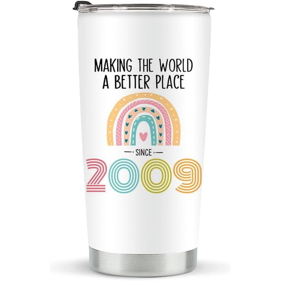 16th Birthday Tumbler 20 oz Stainless Steel 2009 Birthday Gifts for Girls, 16 Year Olds Insulated, Durable, and Colorful