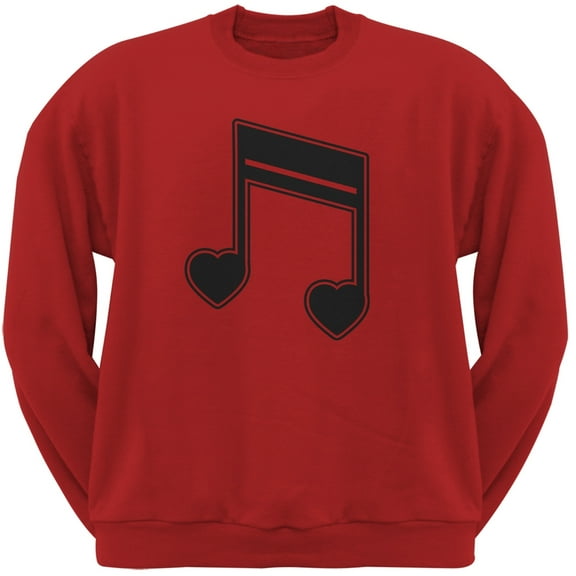 16th Note Hearts Red Adult Crewneck Sweatshirt