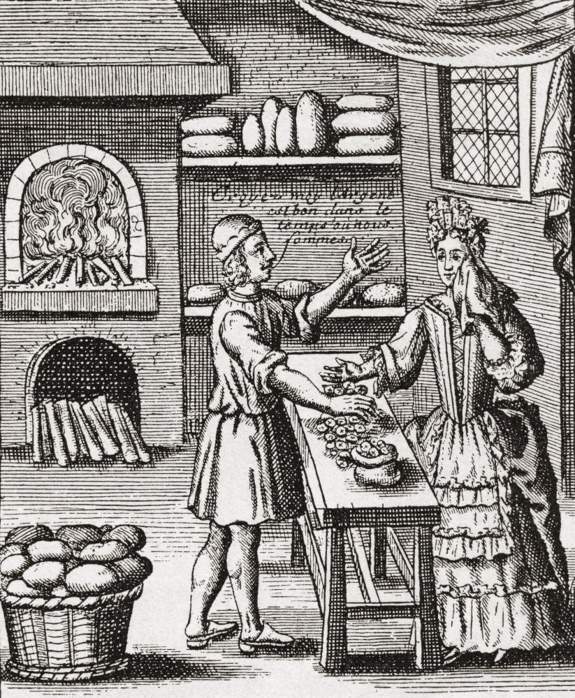 A 16th century bakers shop From Illustrierte Sittengeschichte vom Mittelalter bis zur Gegenwart by Eduard Fuchs published 1909 Canvas Art - Ken Welsh Design Pics (12 x 15)