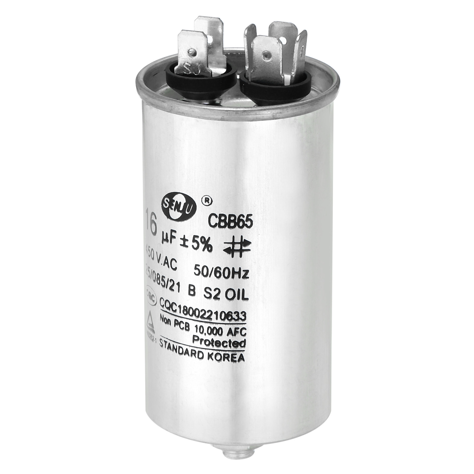 16uF 16MDF 450VAC Fan Start Capacitor, CBB65 Circular Run Capacitor with Screws for Air Conditioner - image 1 of 5