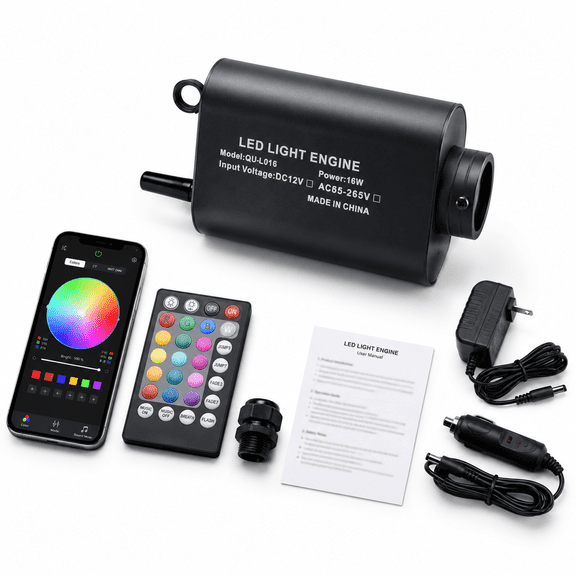 16w Standard App Control Fiber Optic Light Source with RGBW Lamp Beads for Home and Car Use
