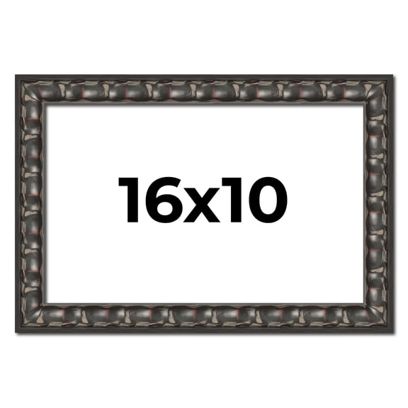 16x10 Frame Black-Brown Medieval Solid Wood Picture Frame | 1.5 Inch Moulding Width | Gotham