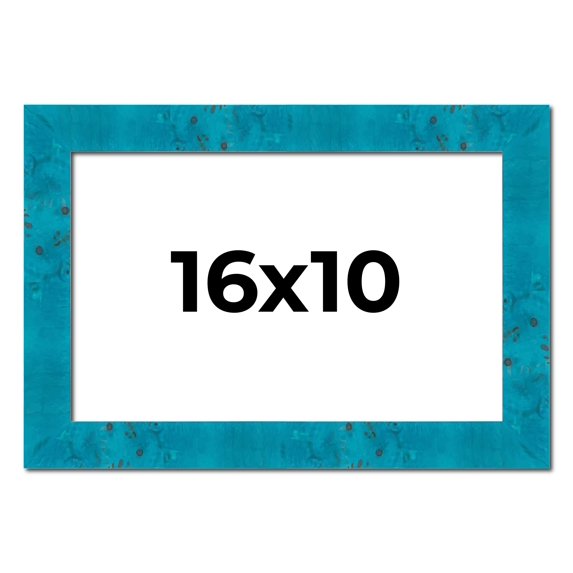 16x10 Frame Blue Teal Burl Wood Picture Frame | 1.75 Inch Moulding Width | Interior Frame Depth 0.5
