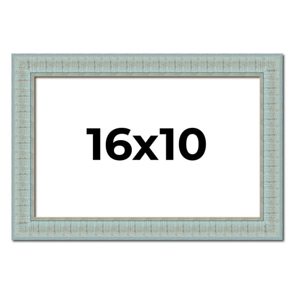 16x10 Frame Blue Teal Distressed Solid Wood Picture Frame | 1.625 Inch Moulding Width | Sonoma Blue