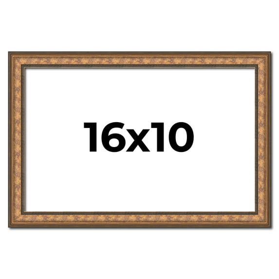 16x10 Frame Gold Real Wood Picture Frame Width 1.25 inches | Interior Frame Depth 0.5 inches |