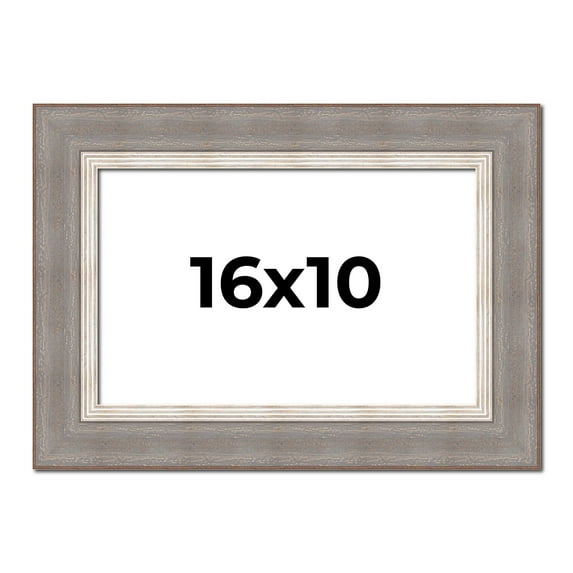 16x10 Frame Grey Real Wood Picture Frame Width 2.75 Inches | Interior Frame Depth 0.5 Inches |
