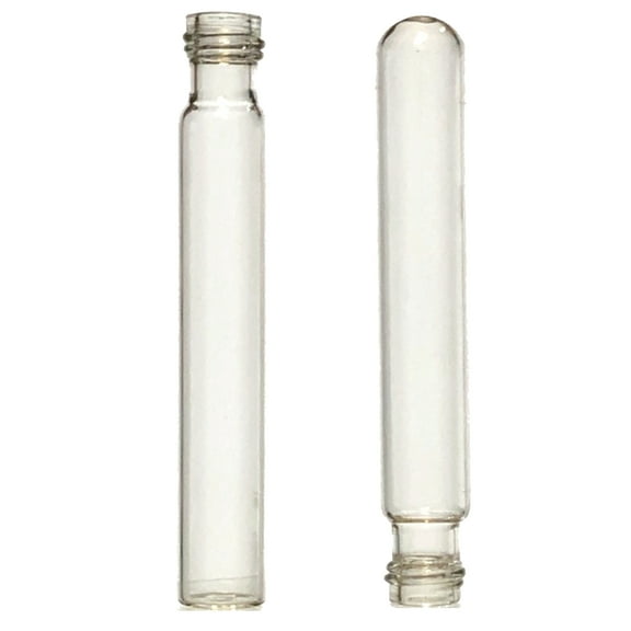 16x100mm, Borosilicate Glass, Threaded, Flat, 10ml, No Cap, Karter Scientific 226N2 (Pack 25)