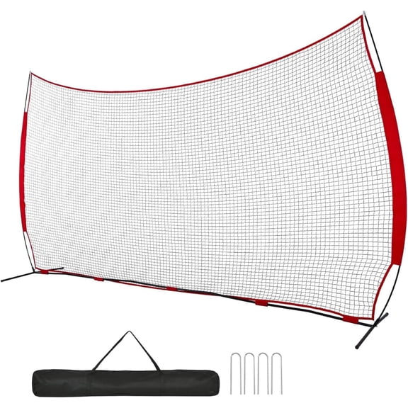 16x10ft Barricade Backstop Net, Sports Barrier Net, Protective Screen for Practice- Baseball, Softball, Lacrosse, Soccer, Basketball, Tennis