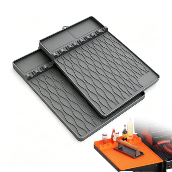 16x11.5 Inch Silicone Griddle Mat, 2-Piece Heat Resistant Non-Slip BBQ Drip Tray Pad Compatible with Blackstone Griddle, Kitchen Countertop Outdoor Cooking