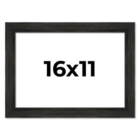 16x11 Black Rustic Wide Barnwood Picture Frame - UV Acrylic, Foam Board Backing, Hanging Hardware