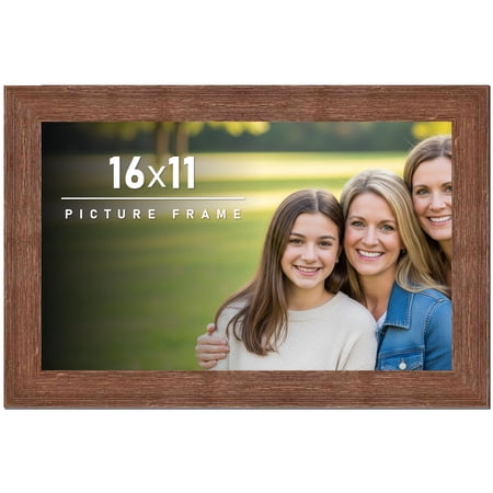 16x11 Frame Brown Distressed Barnwood Picture Frame | Rustic Farmhouse Photo Frame Includes UV
