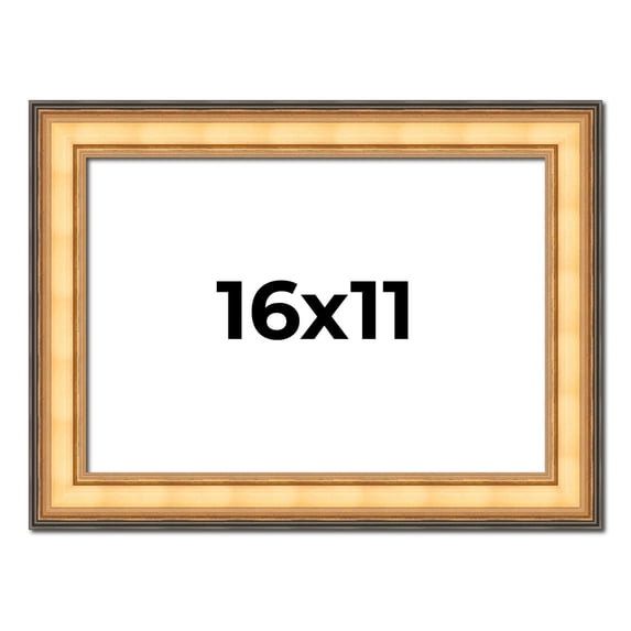 16x11 Frame Gold Plein Aire Solid Wood Picture Frame Width 2 Inches | Interior Frame Depth 0.5
