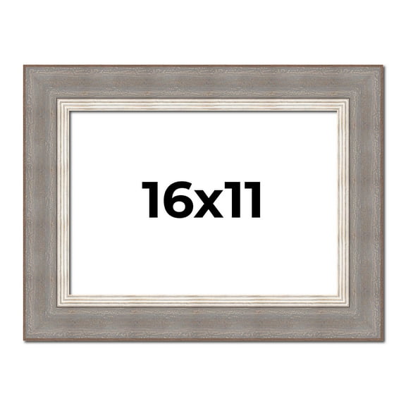 16x11 Frame Grey Real Wood Picture Frame Width 2.75 Inches | Interior Frame Depth 0.5 Inches |