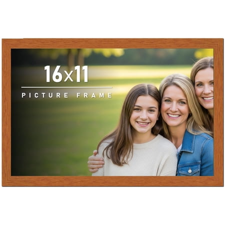 16x11 Frame Honey Pecan Brown Picture Frame - Modern Photo Frame Includes UV Acrylic Shatter Guard