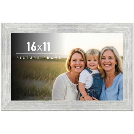 16x11 Frame White Barnwood Picture Frame - Modern Photo Frame Includes UV Acrylic Shatter Guard