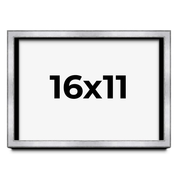 16x11 Shadow Box Frame Silver | 1.375 Inches Deep Real Wood Contemporary Shadowbox Display Frame |