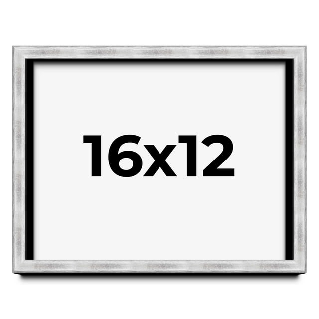 16x12 Frame Brushed Silver Solid Wood Picture Frame | 0.75 Inch Moulding Width | Rabbet Depth 0.75