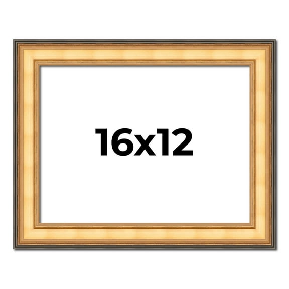 16x12 Frame Gold Plein Aire Solid Wood Picture Frame Width 2 Inches | Interior Frame Depth 0.5