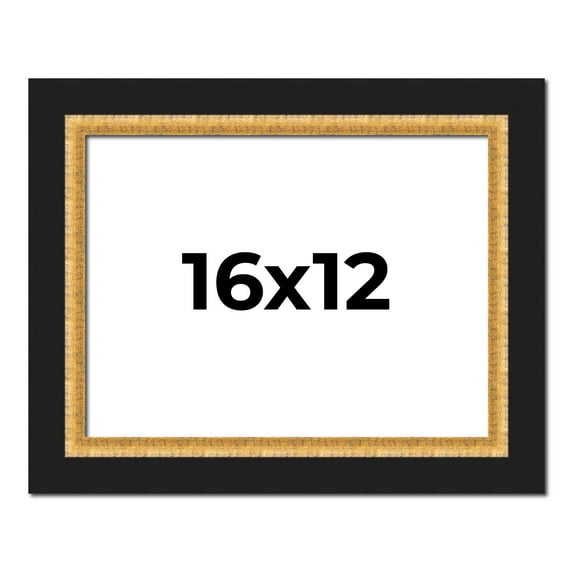16x12 Frame Gold Real Wood Picture Frame Width 2.25 Inches | Interior Frame Depth 0.5 Inches |