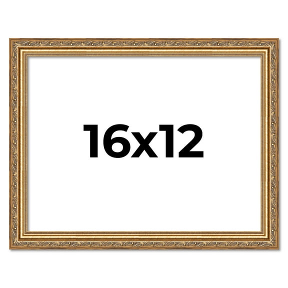 16x12 Frame Gold Solid Wood Picture Frame Width 1.25 Inches | Interior Frame Depth 0.375 Inches |