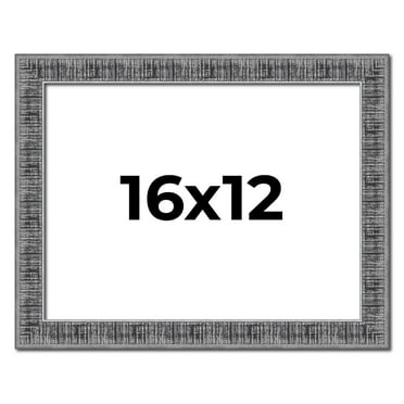 16x12 Frame Silver Black Rustic Sonoma Solid Wood Picture Frame | 1.5 Inch Moulding Width |