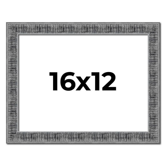 16x12 Frame Silver Black Rustic Sonoma Solid Wood Picture Frame | 1.5 Inch Moulding Width |