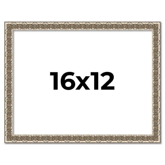 16x12 Frame Silver Versailles Ornate Solid Wood Picture Frame | 1 Inch Moulding Width | Interior