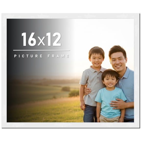 16x12 Frame White Solid Wood Picture Frame Includes UV Acrylic Shatter Guard Front, Acid Free Foam