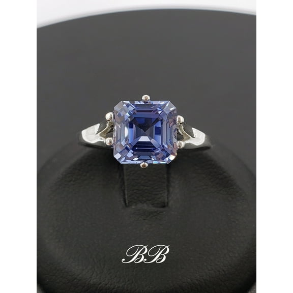 16x12mm Grey Blue Elongated Asscher Cut, 5A Quality Cubic Zirconia, Made to Order, 925 Non-Plated Sterling Silve