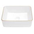 thumbnail image 1 of 16x12x5 Inch White Rectangular Ceramic Bathroom Sink US Standard Drain Opening Suitable for Outdoor Bathroom, 1 of 7