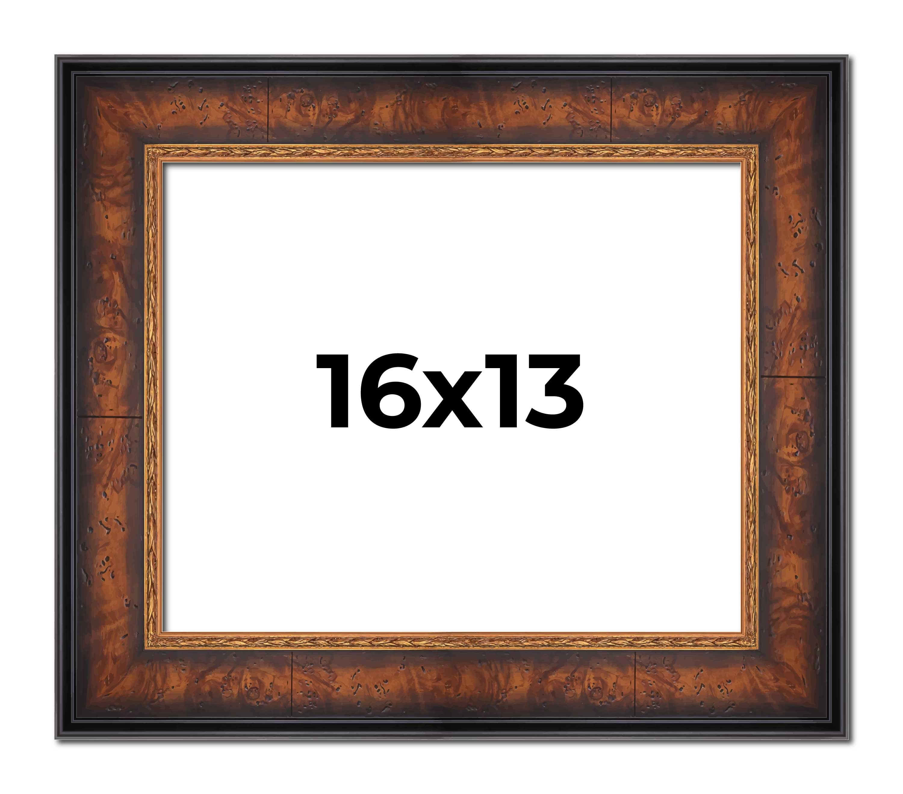 16x13 Frame Brown Walnut Gold Ornate Trim Solid Wood Plein Air Picture ...