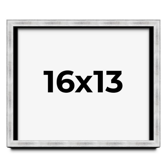 16x13 Frame Brushed Silver Solid Wood Picture Frame | 0.75 Inch Moulding Width | Rabbet Depth 0.75