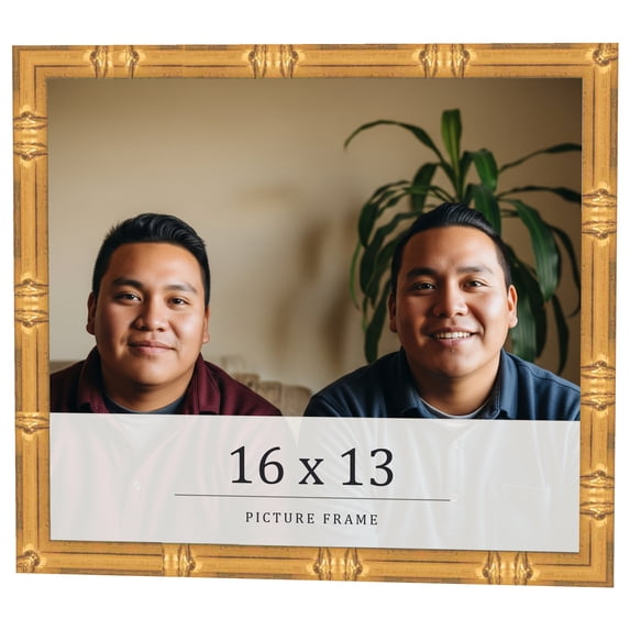 16x13 Frame Gold Bamboo Solid Wood Picture Frame | 1 Inch Moulding Width | Interior Frame Depth