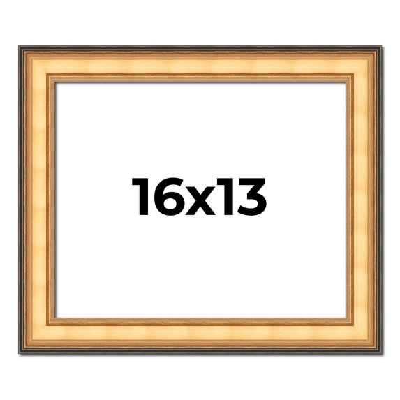 16x13 Frame Gold Plein Aire Solid Wood Picture Frame Width 2 Inches | Interior Frame Depth 0.5