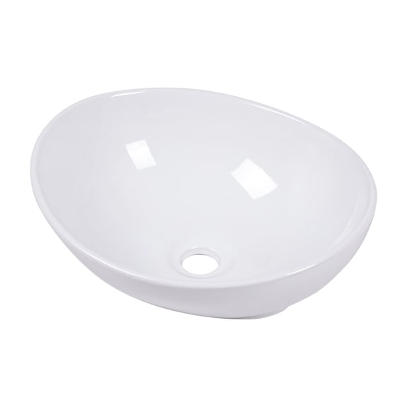 16x13 Inch White Ceramic Oval Vessel Bathroom Sink