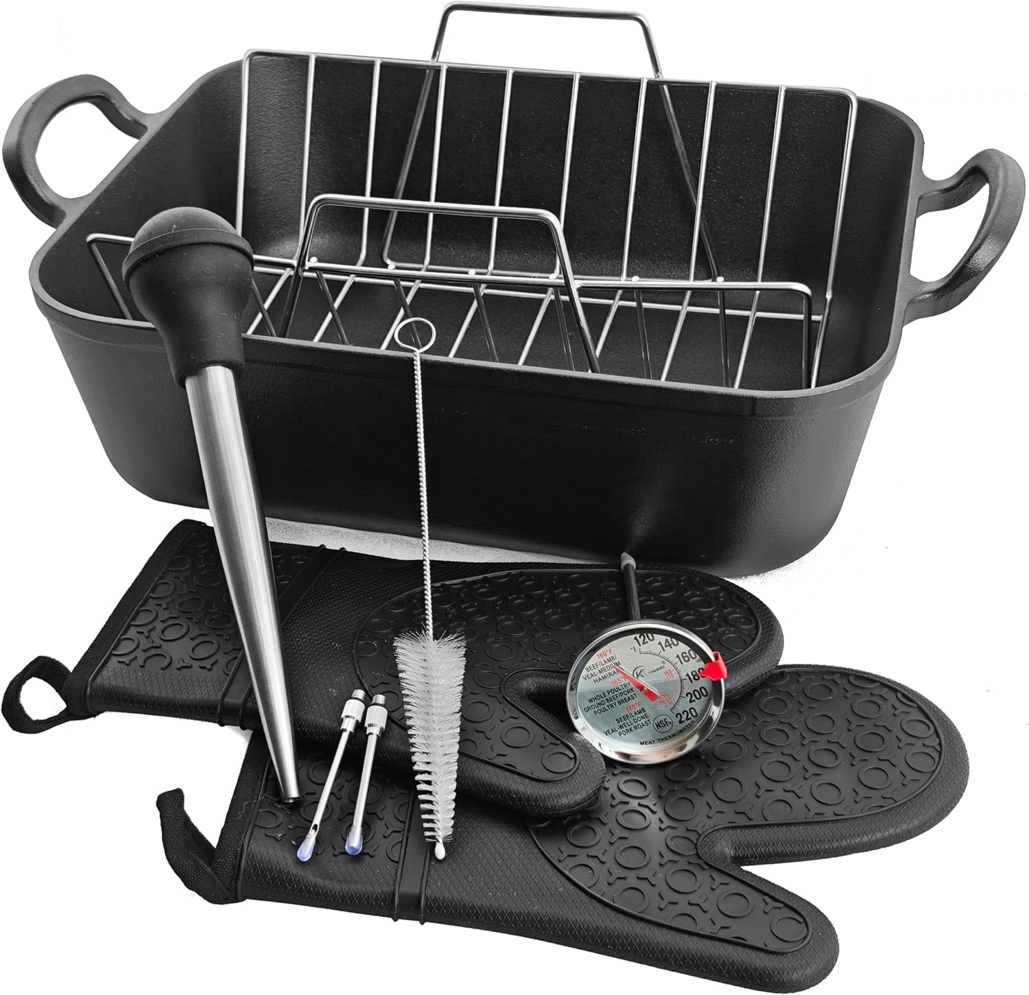 16x13 Roaster pan with rack Cast iron Clad Specialty Rectangular ...