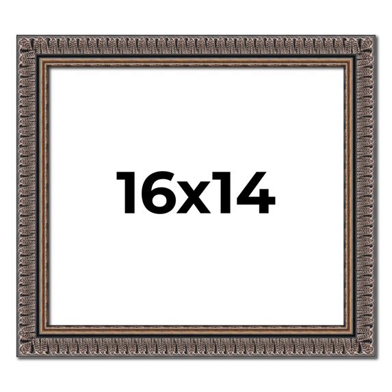 16x14 Frame Black Feather Payton Ornate Solid Wood Picture Frame Width 1.75 Inches | Interior Depth